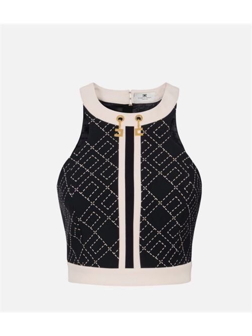 BI-COLOR TOP ELISABETTA FRANCHI | TOS0156E2EF3 Nero/Milk